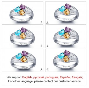 Triple stones Personalized Birthstone Ring JEWJO1793